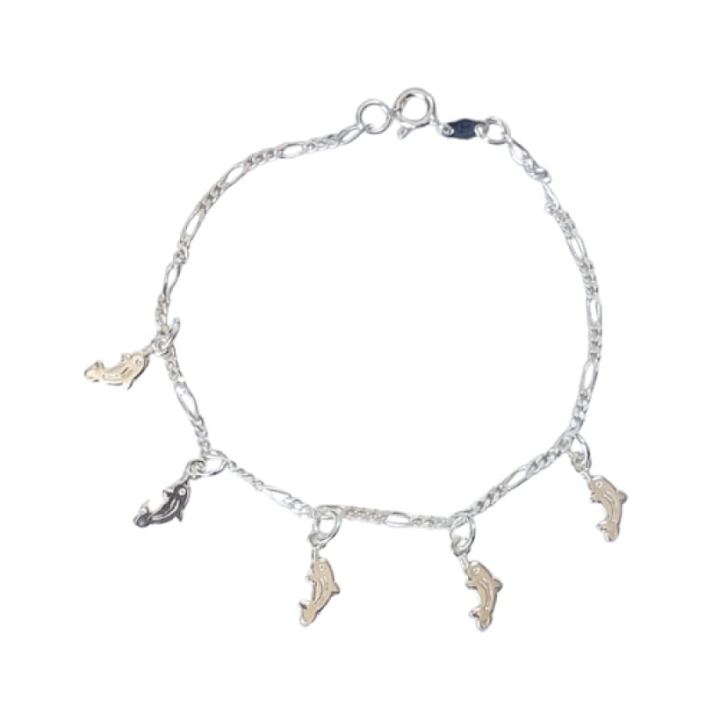 PULSERA 5 DIJES DE DELFINES 19 CM PLATA 925 - 1