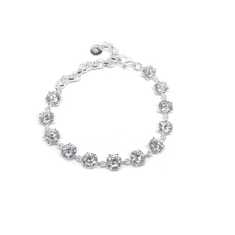 PULSERA CON 12 PIEDRAS BLANCAS ITALIANA 18CM PLATA - 2