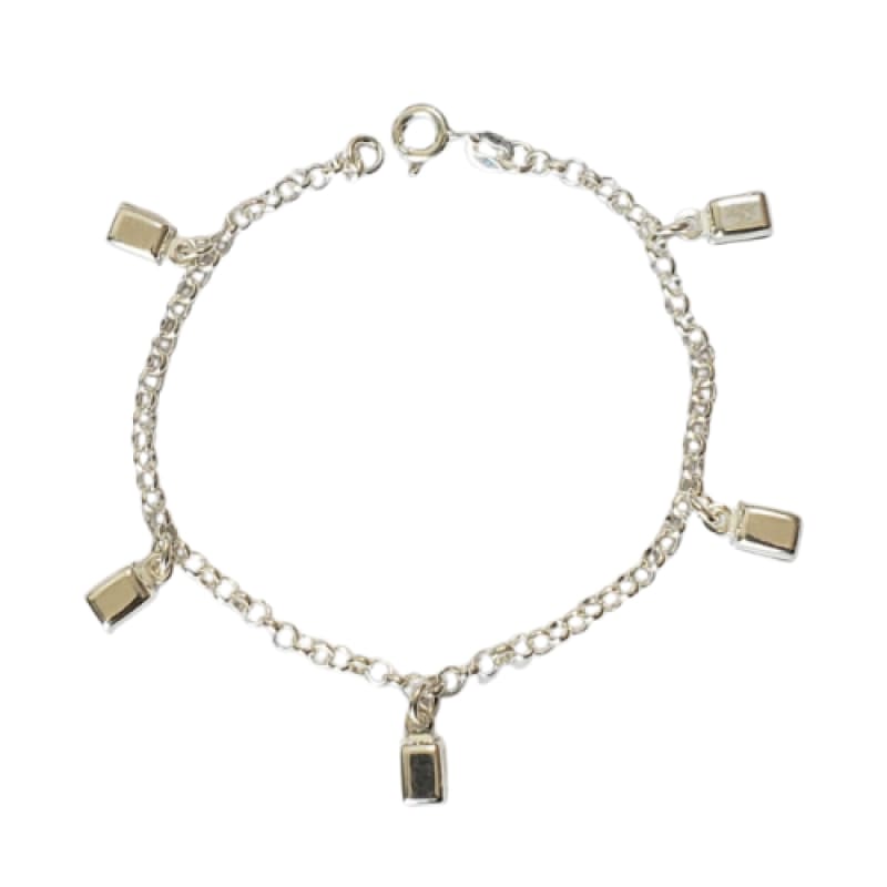 PULSERA CON DIJES CUADRADOS 18CM PLATA 925 - 1