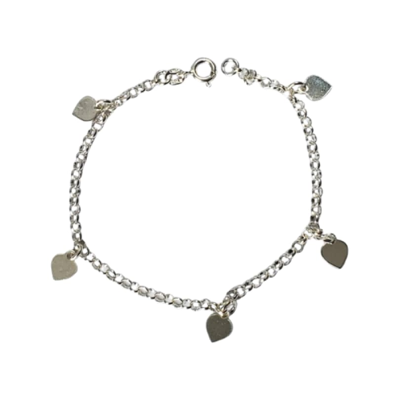 PULSERA CORAZONES PLANOS 19CM EN PLATA 925 - 1