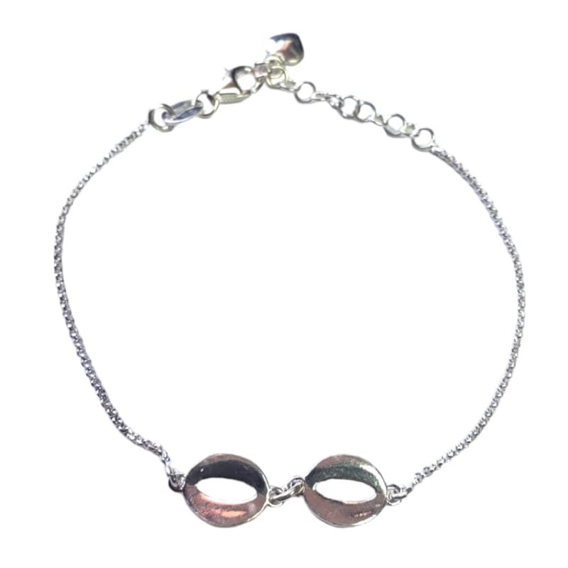 PULSERA DOBLE CIRCULO CON CORAZÓN EN PUNTA PLATA ITALIANA 925 DE 21CM - 1