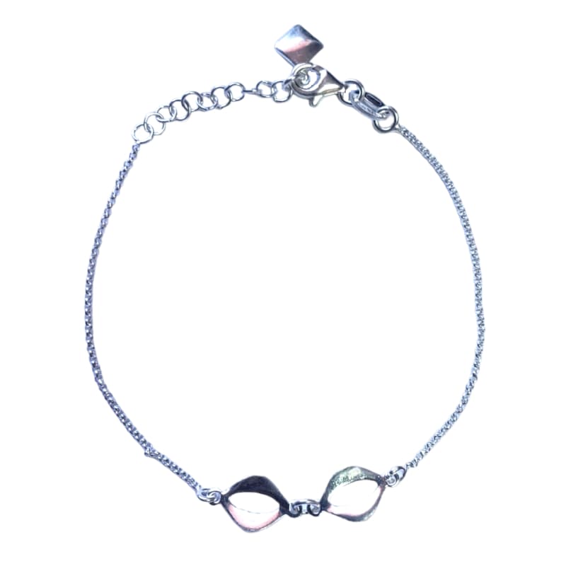 PULSERA DOBLE CIRCULO CON DIJE EN PUNTA PLATA ITALIANA 925 DE 21CM - 1