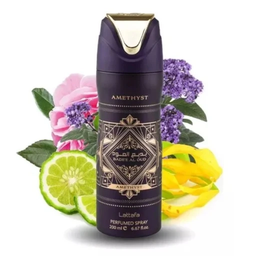 LATTAFA BADEE AL OUD AMETHYST ESTUCHE EDP 100ML+200ML SPRAY+300ML AIR FRESHENER UNISEX - 3