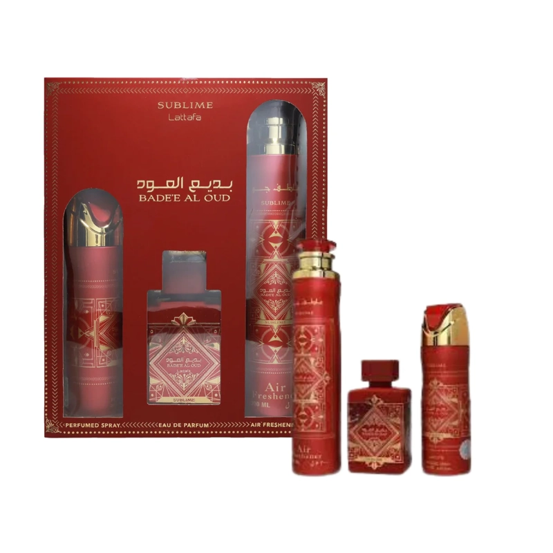 LATTAFA BADEE AL OUD SUBLIME ESTUCHE EDP 100ML+200ML SPRAY+300ML AIR FRESHENER UNISEX - 2