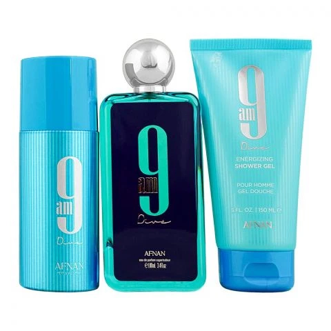 AFNAN 9AM DIVE ESTUCHE EDP 100ML + DEO 150ML + S/G 150ML HOMBRE - 3