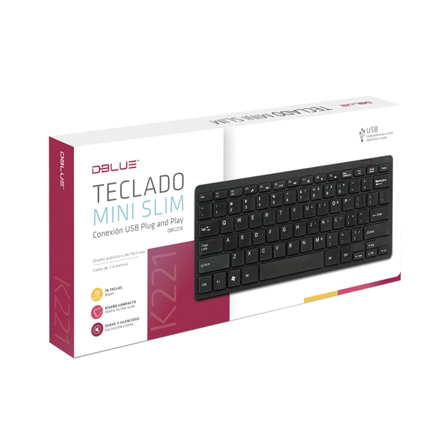 TECLADO WINDOWS DBLUE MULTIMEDIA MINI ULTRA DELGADO USB BLACK - 2