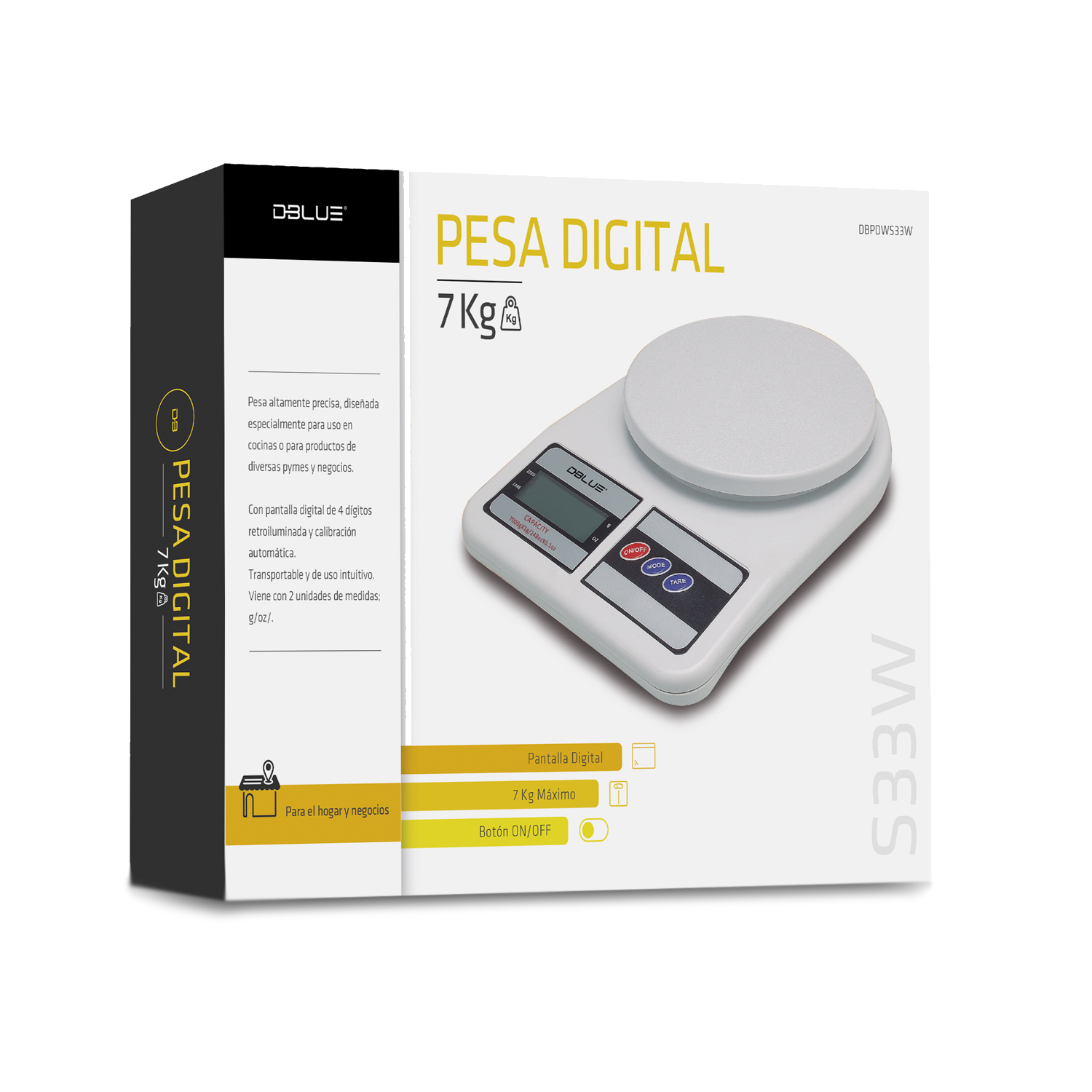 PESA BALANZA DBLUE COCINA DIGITAL 7K DBPDWS33W - 3