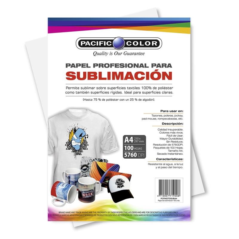 PAPEL PARA SUBLIMACIÓN PACIFIC COLOR 100 HOJAS PROFESIONAL 100 HOJAS A4 - 1