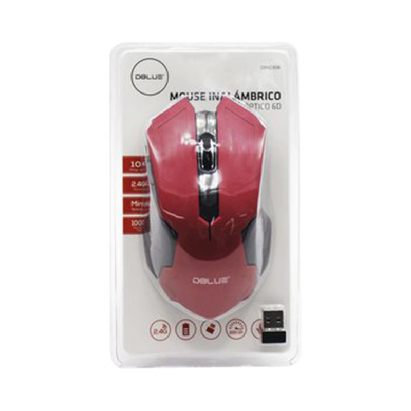 MOUSE INALÁMBRICO DBLUE 2.4 GHZ 1000 DPI USB 4 BOTONES RED - 3