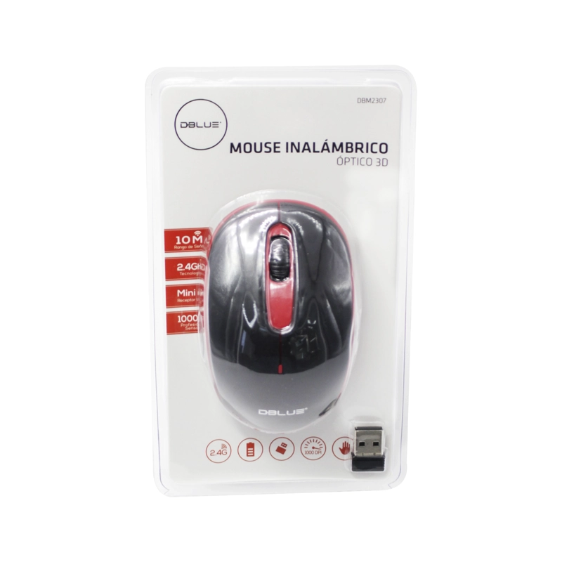 MOUSE INALÁMBRICO DBLUE 2.4 GHZ 1000 DPI USB 4 BOTONES BLACK - 3