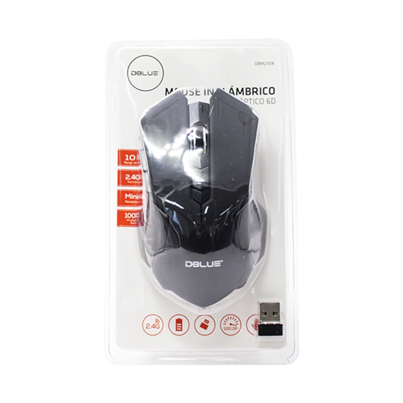 MOUSE INALÁMBRICO DBLUE 2.4 GHZ 1000 DPI USB 4 BOTONES BLACK - 4