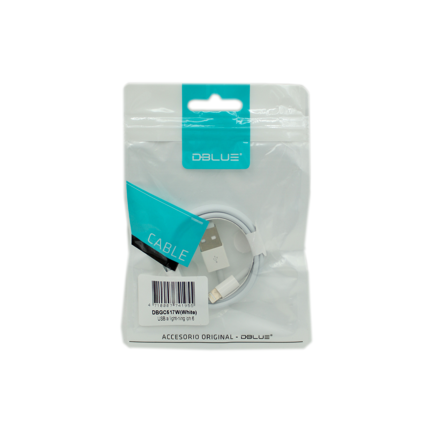 CABLE LIGHTNING A USB CARGA Y SINCRONIZA 1MT BLANCO DBLUE - 2