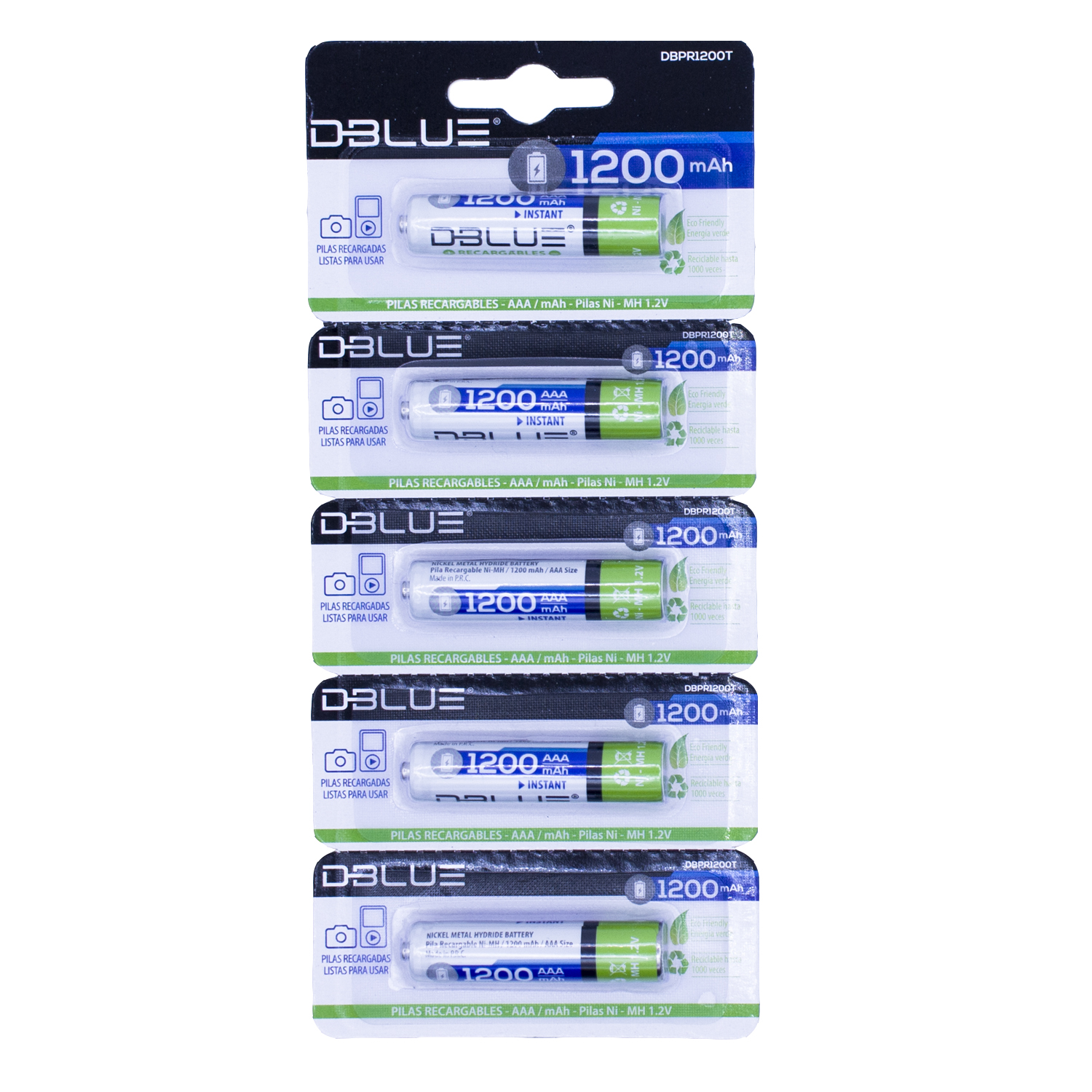 PILAS DBLUE TIRA DE RECARGABLES AAA DE 1200 MAH NIQUEL 5 UNID - 2