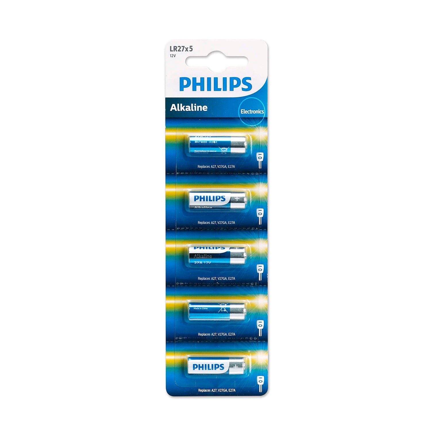 PACK 5 PILAS ALCALINAS PHILIPS 27A 12V - 2