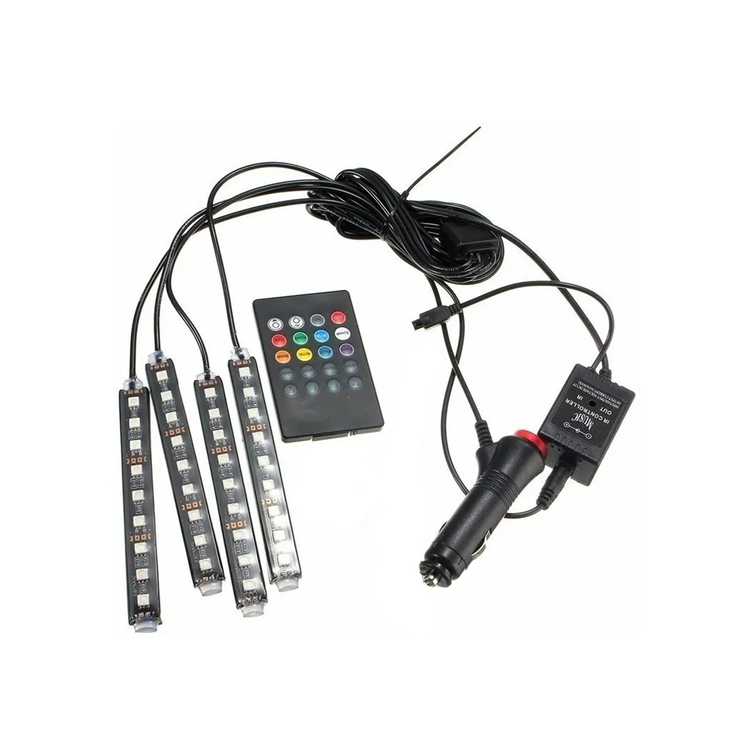 KIT DE TIRAS LED DBLUE FLEXIBLES MULTICOLOR PARA INTERIOR DE AUTO - 4