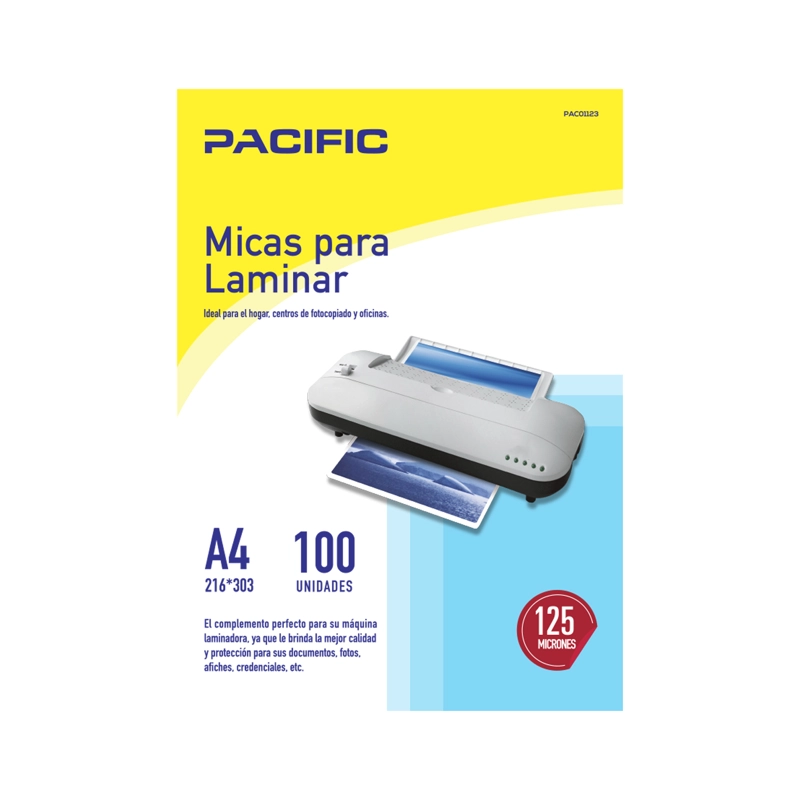 100 LAMINAS PARA TERMOLAMINADORA FORMATO A4/ 125MIC - 1