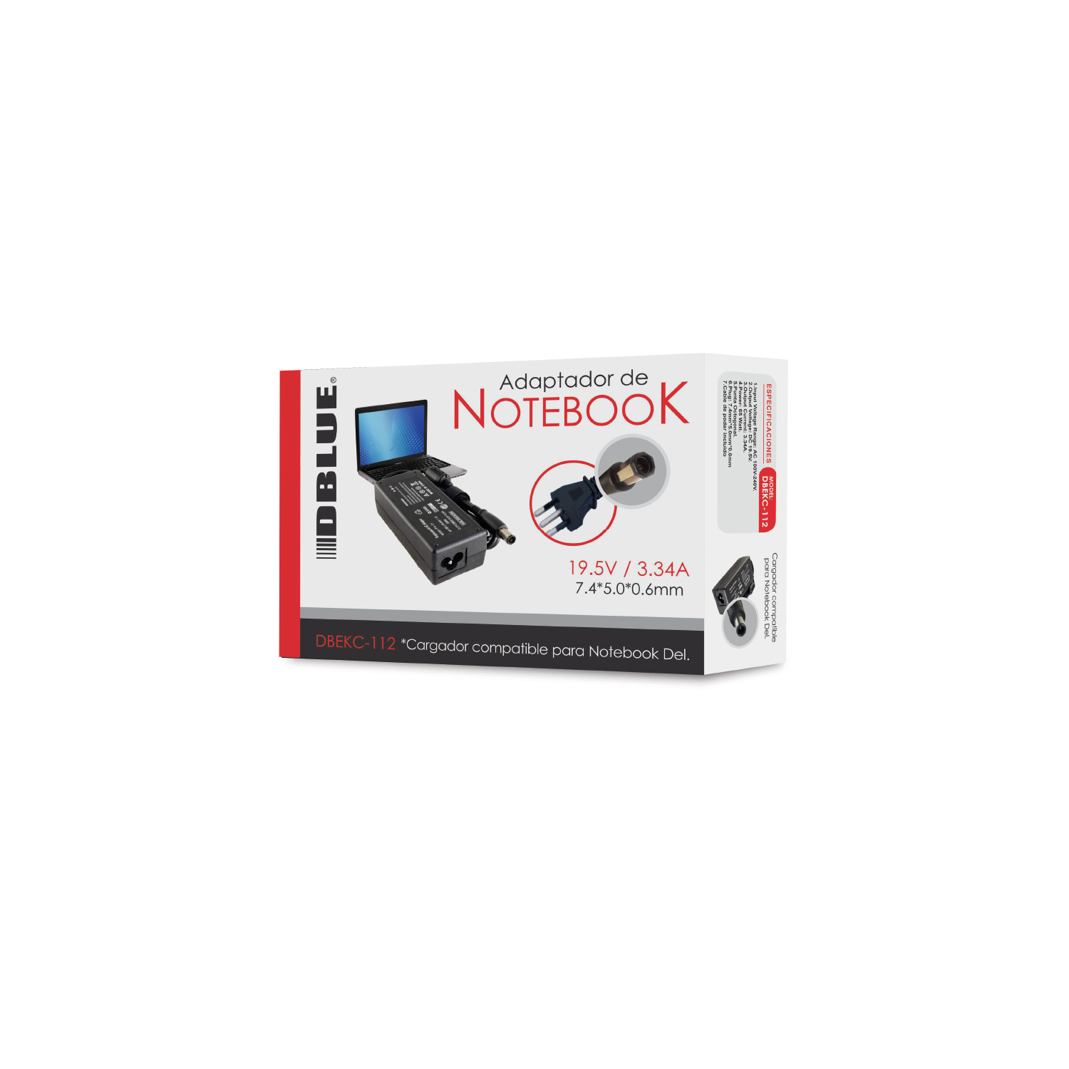 CARGADOR NOTEBOOK DBLUE 19 5V/3 34A COMPATIBLE CON DELL PIN 7.4*5.0*0.6 - 2