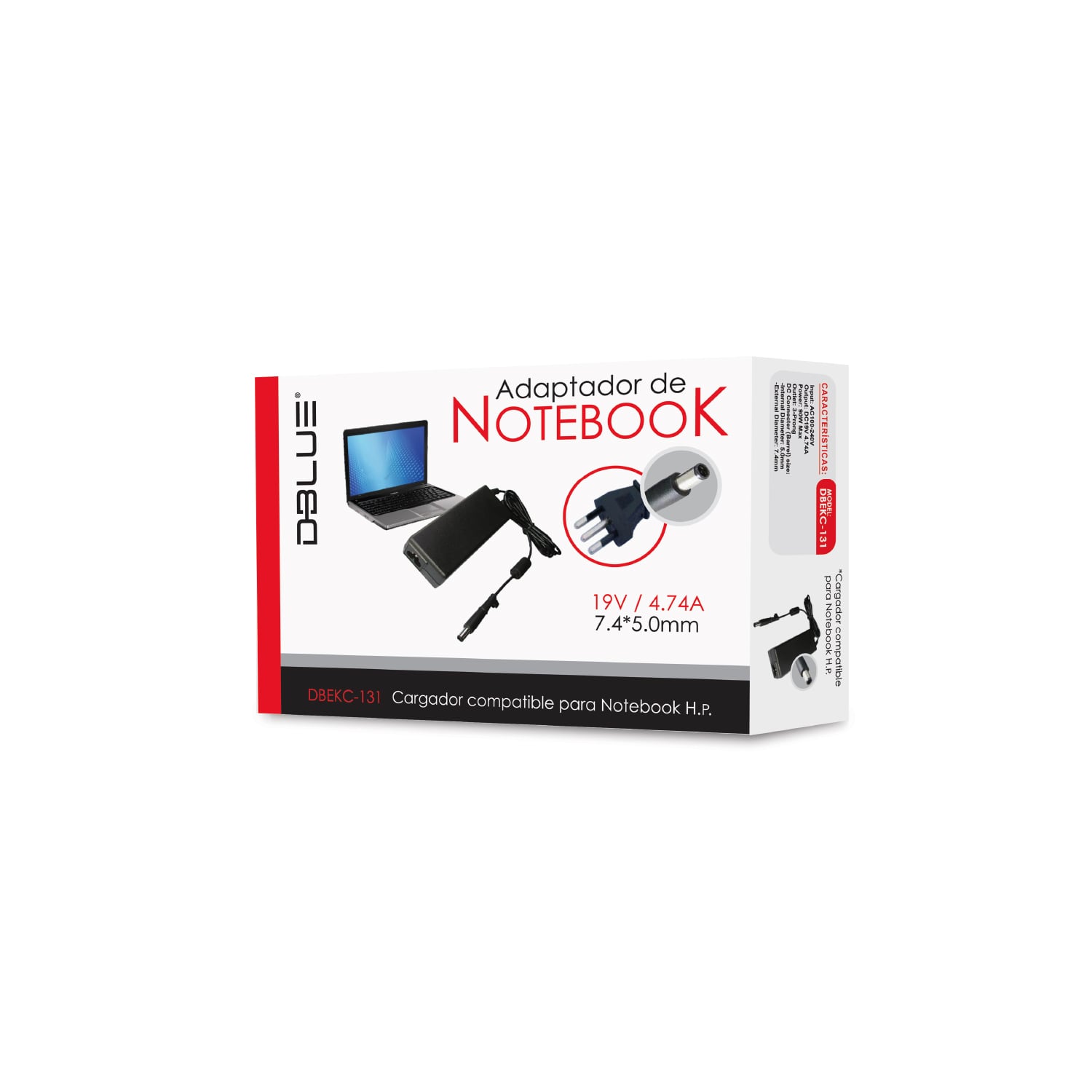 CARGADOR NOTEBOOK DBLUE COMPATIBLE CON HP DC 19V / 4 74A 90W - 2