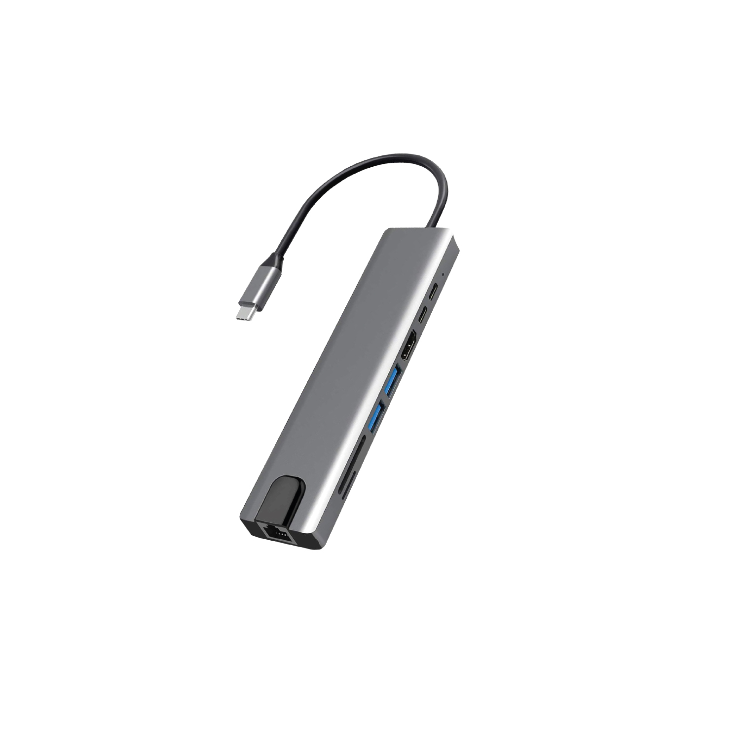 HUB TIPO C - 8 EN 1 - HDMI /USB 3.0X2 /TF /SD /USB-C /PD /RJ45 - 1