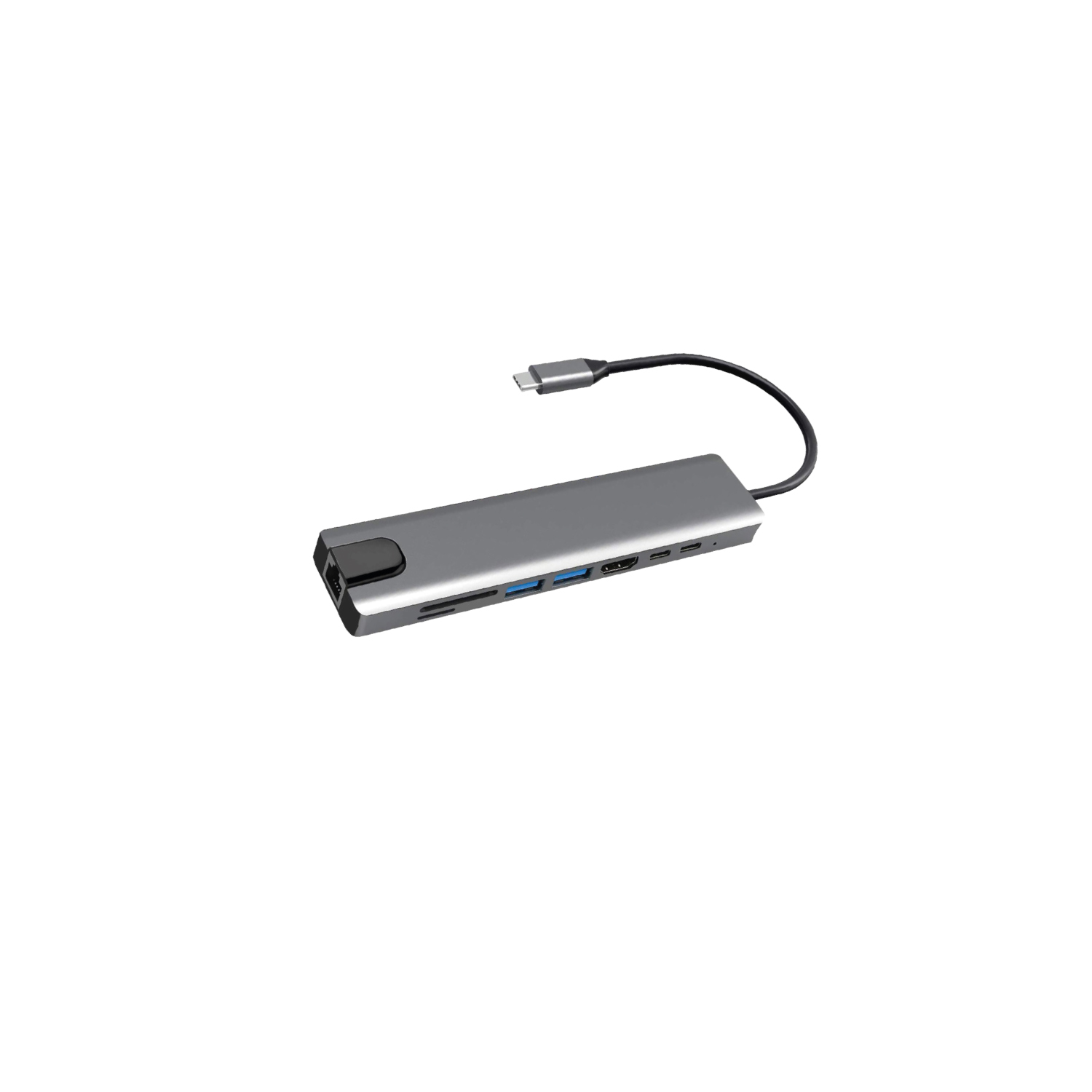 HUB TIPO C - 8 EN 1 - HDMI /USB 3.0X2 /TF /SD /USB-C /PD /RJ45 - 2