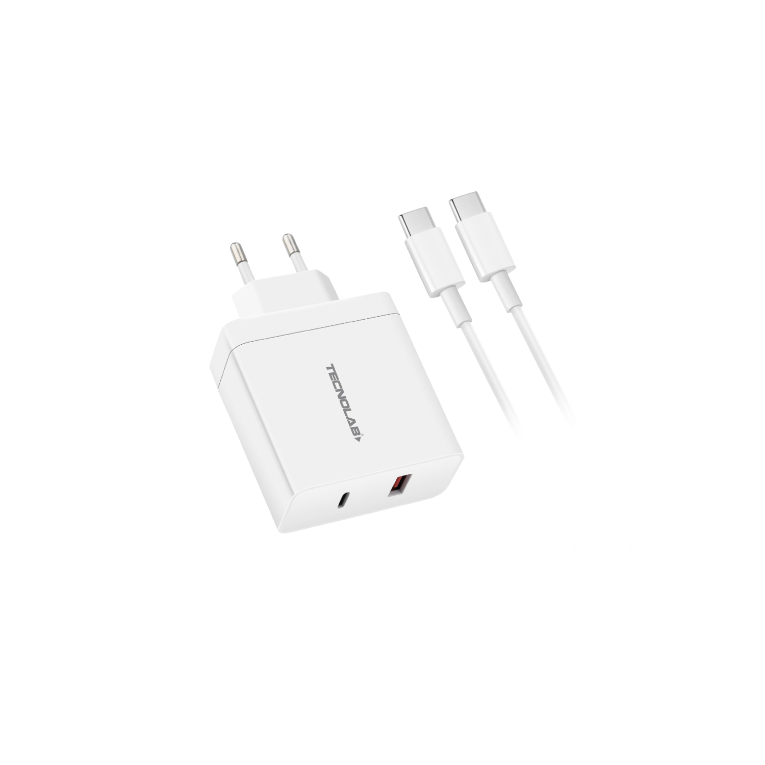 CARGADOR CELULAR QC3.0 + PD CON CABLE USB-C A TIPO C - 36W - 1