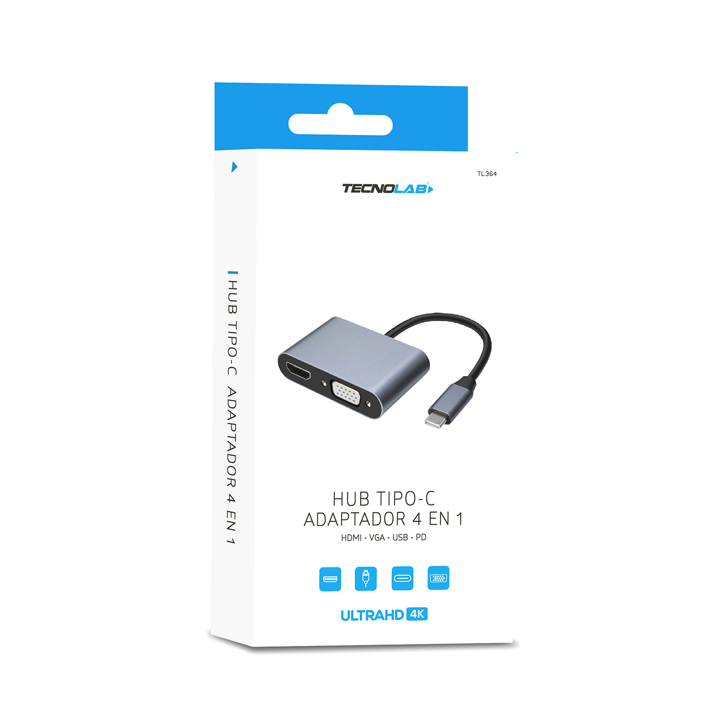 HUB TIPO C - 4 EN 1 - HDMI /VGA /PD /USB - 3