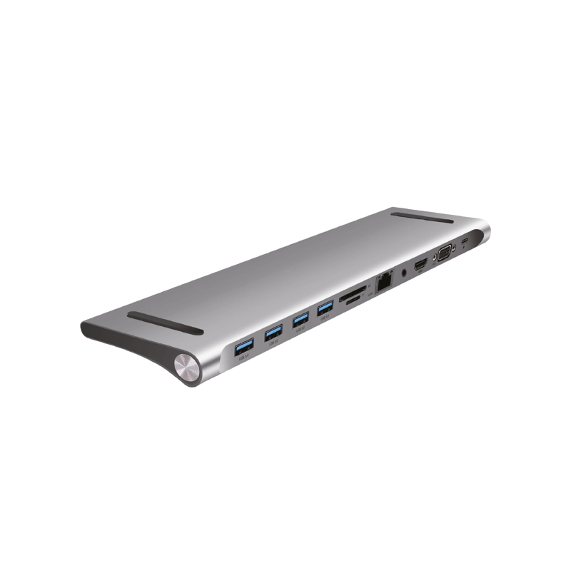 HUB TIPO C - 11 EN 1 - HDMI /VGA /3.5MM/ USB /USB 3.0 /TF /SD /USB-C /PD /RJ45 - 1