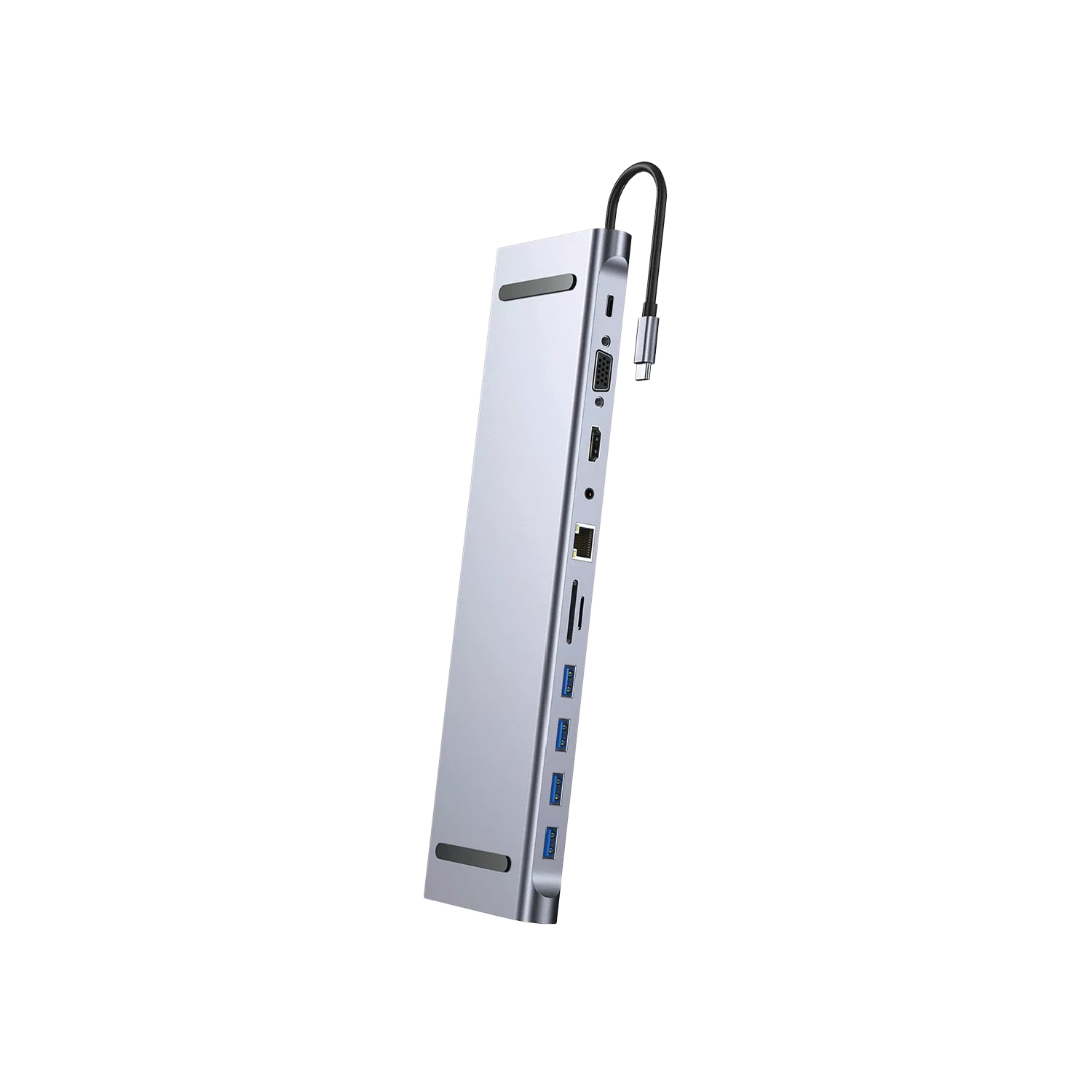HUB TIPO C - 11 EN 1 - HDMI /VGA /3.5MM/ USB /USB 3.0 /TF /SD /USB-C /PD /RJ45 - 2