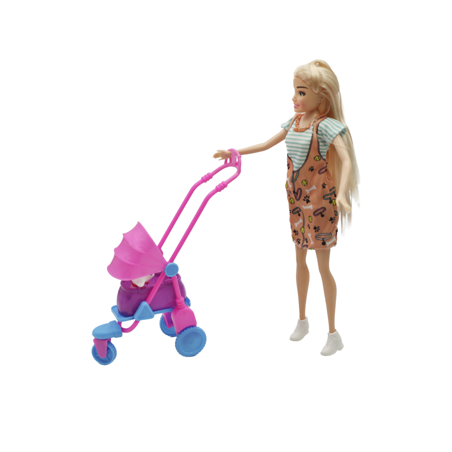 MUÑECA CON MASCOTA Y SET DE PASEO - 1