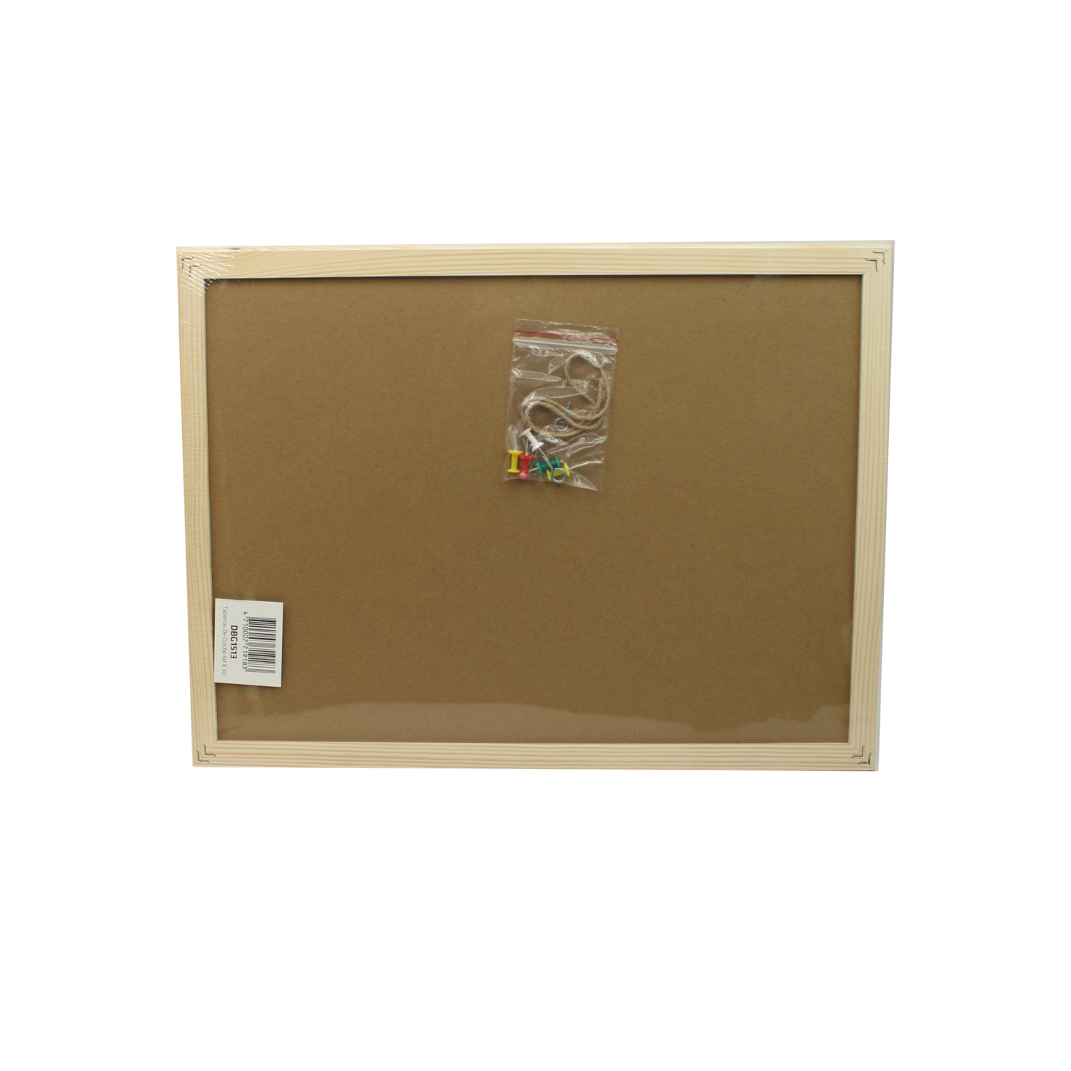 TABLERO DE CORCHO 20X30 CM - INCLUYE COLGADOR Y FIJADORES DE NOTAS - 2