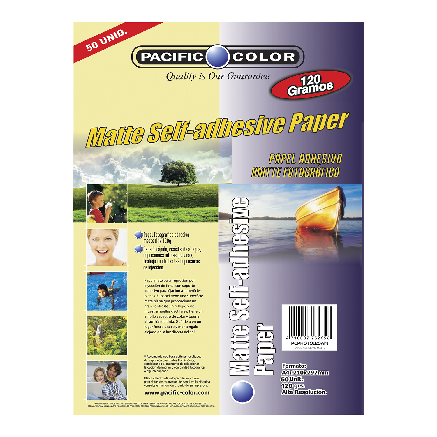PAPEL MATTE  ADHESIVO FORMATO A4  120 GR DE 50 HOJAS - 1
