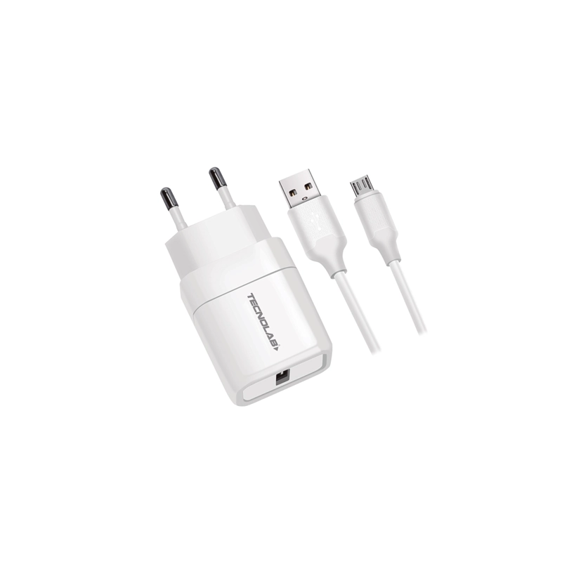 CARGADOR CELULAR 2.4A - 1 USB CON CABLE MICRO USB- WHITE - 1