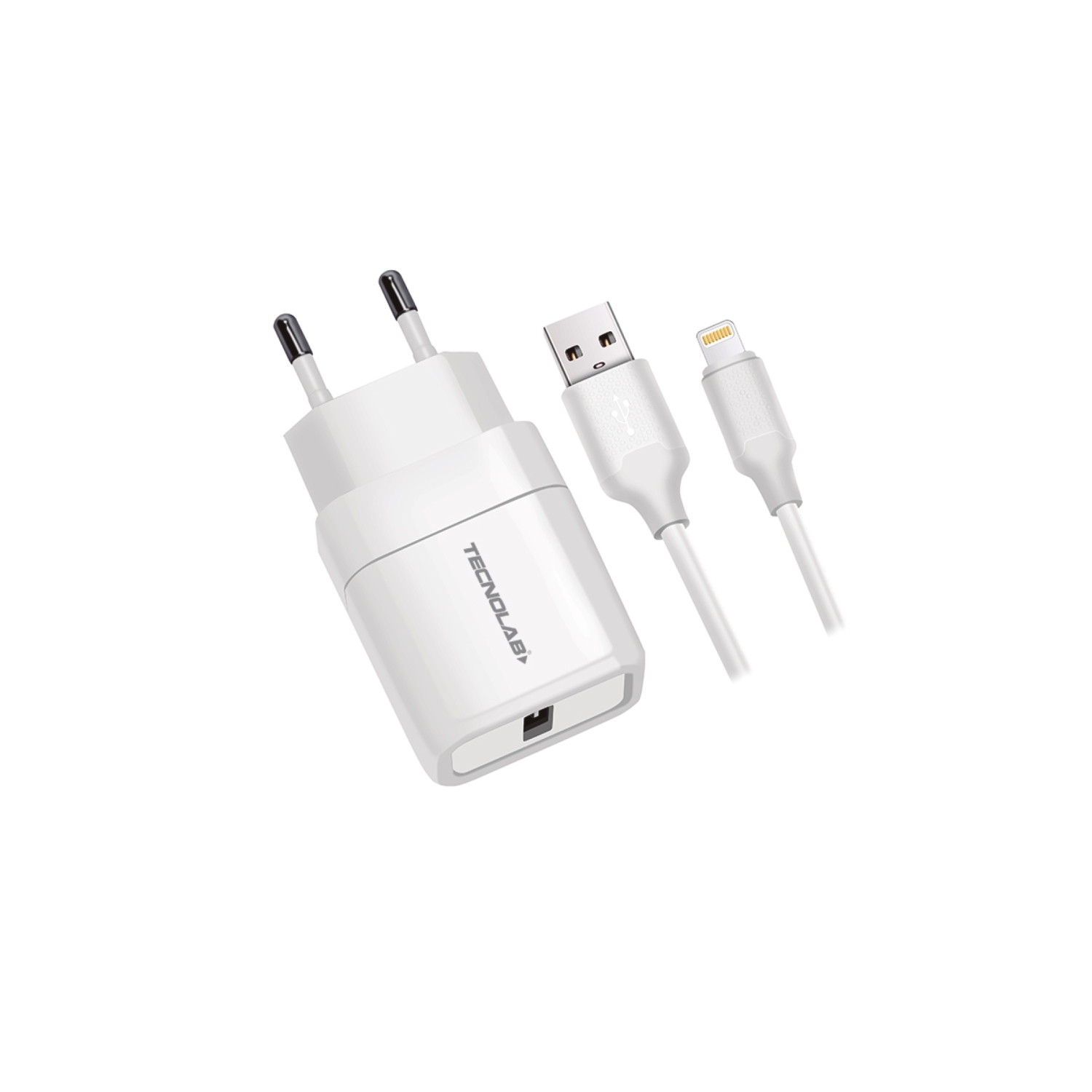 CARGADOR CELULAR 2.4A - 1 USB CON CABLE LIGHTNING- WHITE - 1