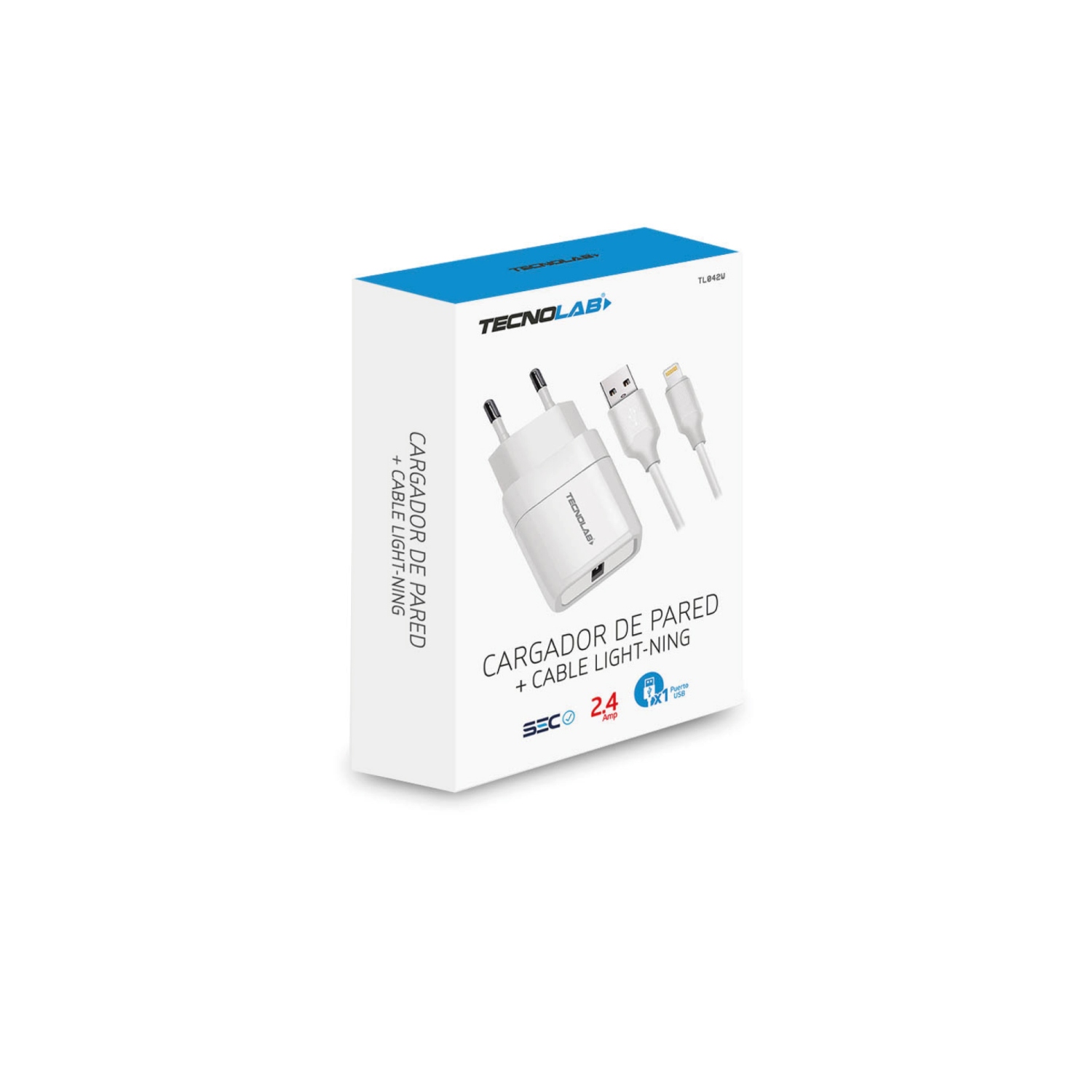 CARGADOR CELULAR 2.4A - 1 USB CON CABLE LIGHTNING- WHITE - 2