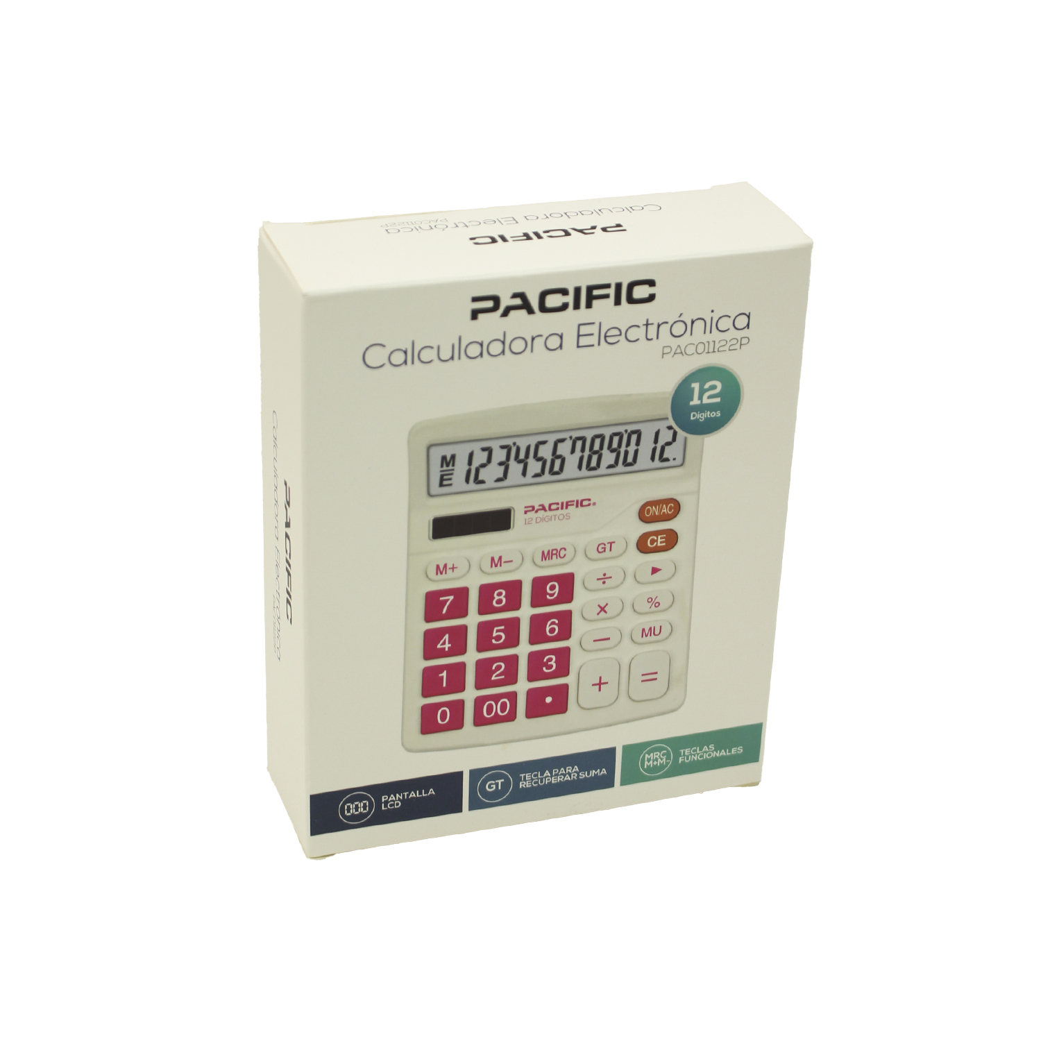 CALCULADORA ELECTRONICA PACIFIC DE 12 DIGITOS - PINK - 2