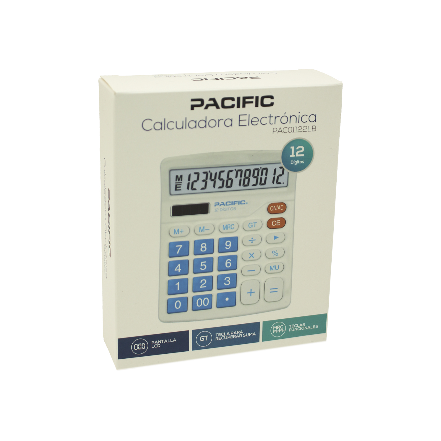 CALCULADORA ELECTRONICA PACIFIC DE 12 DIGITOS - LIGHT BLUE - 2