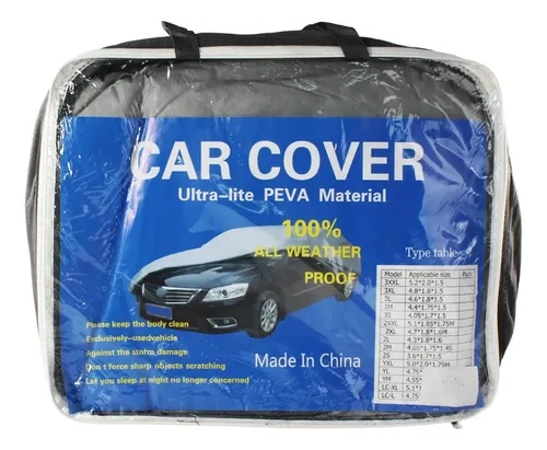 FUNDA IMPERMEABLE PARA AUTO TALLA M PROTECCION SOLAR Y POLVO GRIS - 2