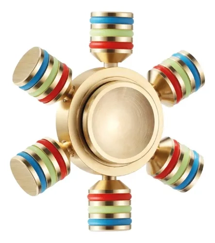SPINNER ANTIESTRE S METALICO DBLUE DE 6 PUNTAS DESMONTABLES DORADO CON ANILLOS MULTICOLOR - 1