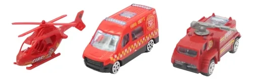 MINI PARKING GARAJE DE BOMBEROS ARMABLE CON AUTOS ROJO - 3
