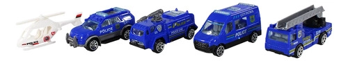MINI PARKING GARAJE DE POLICIA DE JUGUETE CON AUTOS AZUL - 3