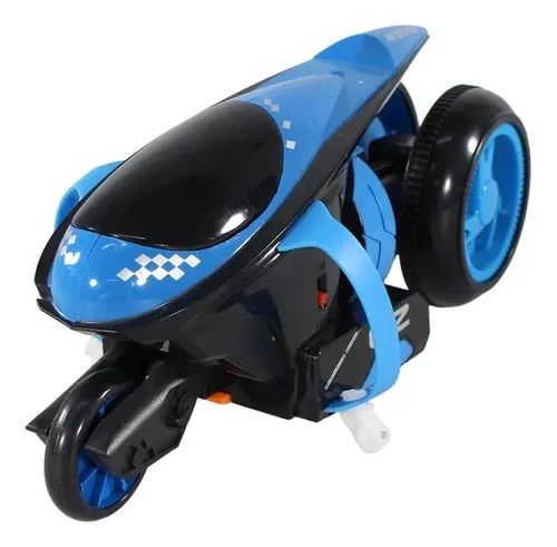 MOTO DE ACROBACIAS A CONTROL REMOTO CON LUCES FUNCION DRIFT AZUL - 1