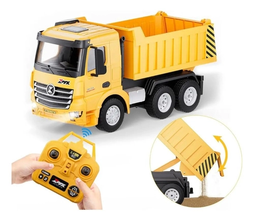 CAMION VOLQUETE RC DBLUE AMARILLO DE 9 CANALES CON BATERIA RECARGABLE CAMION CARGA - 2