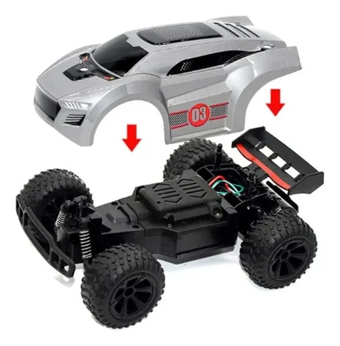 AUTO DE CARRERAS A CONTROL REMOTO ESCALA 1:22 GRIS - 2