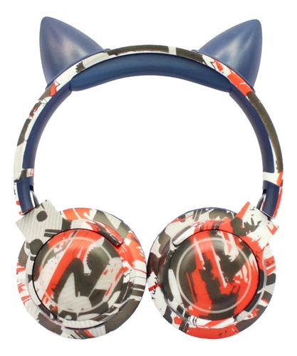 AUDIFONOS INALAMBRICOS TECNOLAB TL641BL OREJAS DE GATO RGB AZUL CON LUCES RGB - 1