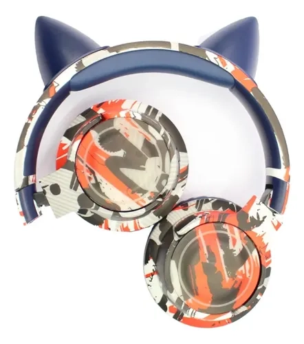 AUDIFONOS INALAMBRICOS TECNOLAB TL641BL OREJAS DE GATO RGB AZUL CON LUCES RGB - 2