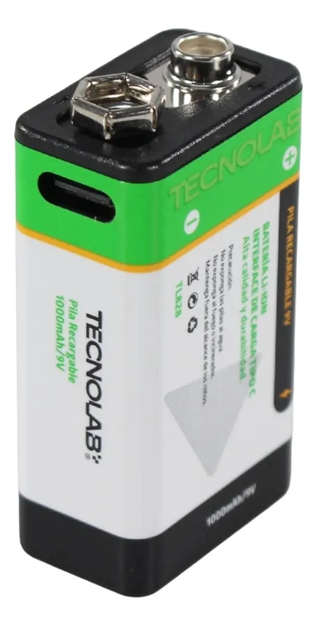 PILA RECARGABLE 9V 1000MAH USB TIPO C - 1