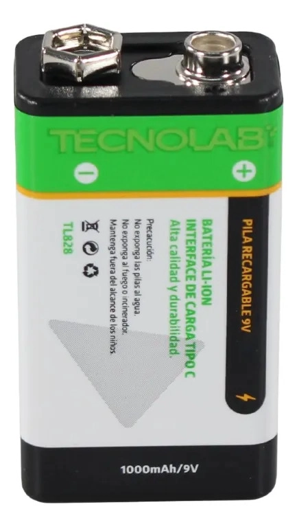 PILA RECARGABLE 9V 1000MAH USB TIPO C - 3