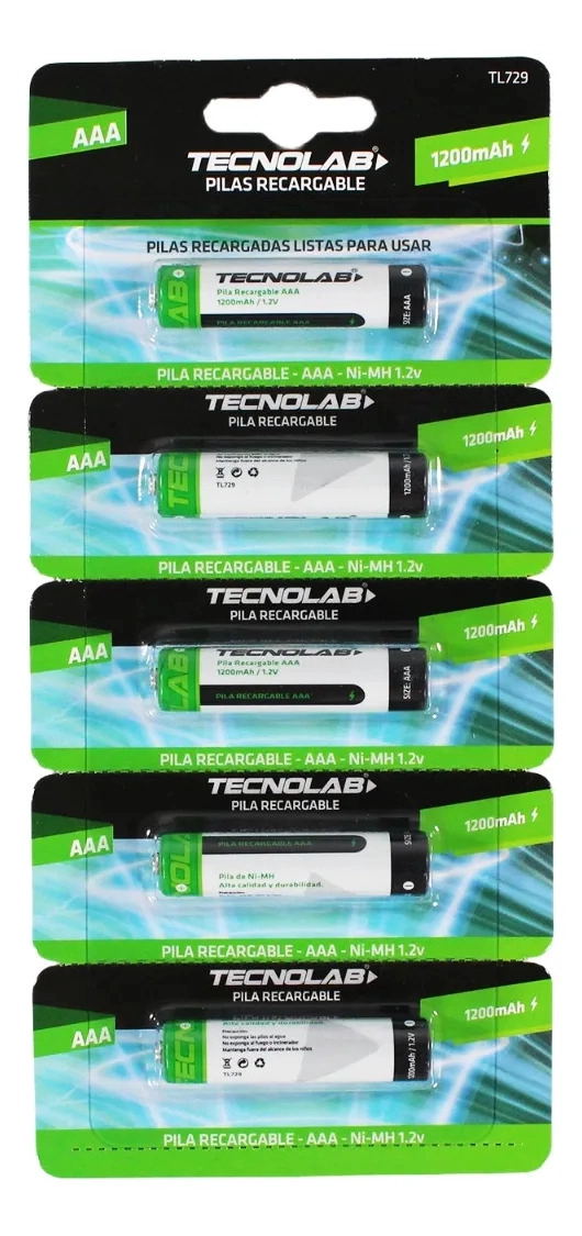 PACK 5 PILAS AAA RECARGABLES 1200MAH - 3