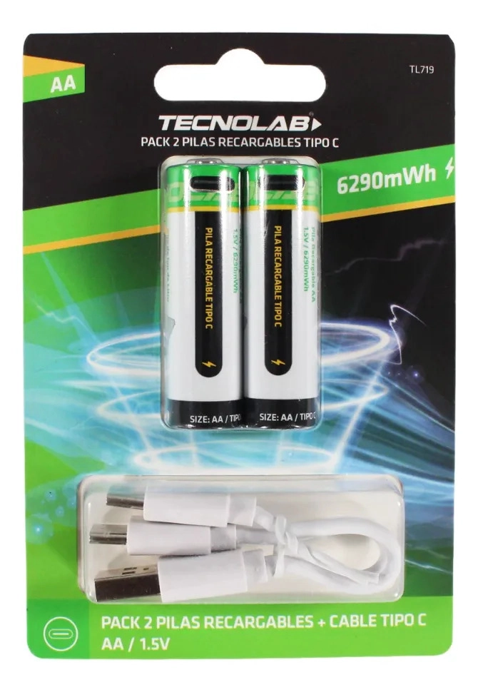 PACK 2 PILAS AA RECARGABLES USB 6290MWH - 2