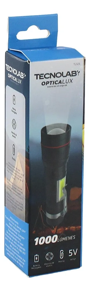 LINTERNA TACTICA TECNOLAB ZOOM LED CREE RECARGABLE USB - 2